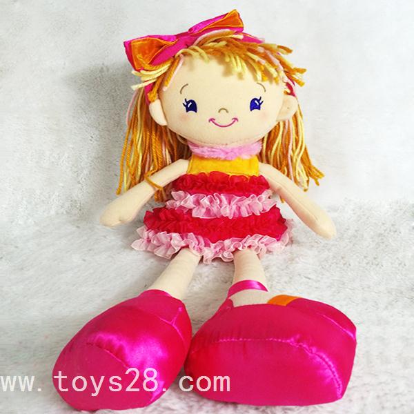 毛绒玩具工厂定制儿童礼物(wù)毛線(xiàn)头发女孩卡通娃娃